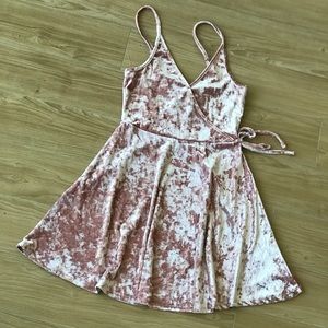 Pink Crushed Velvet Skater Dress